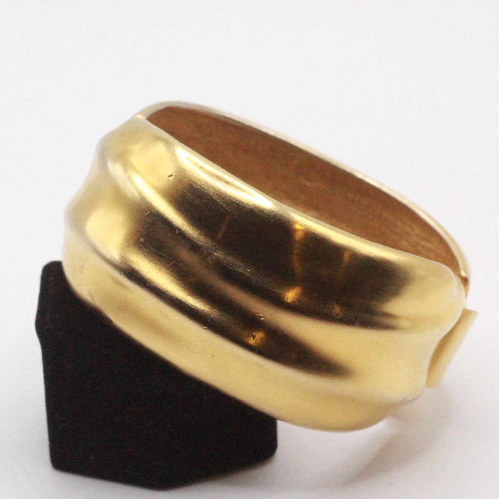 Essex Signed High End Couture Matte Gold Finish Wide Contemporary Cuff Bracelet